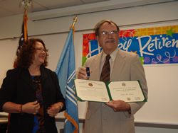 Photo of Lillian Almodovar and Jack Lane at Jack's Retirement Ceremony