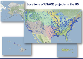 Locations of U.S. Army Corps of Engineers Projects in the U.S.
