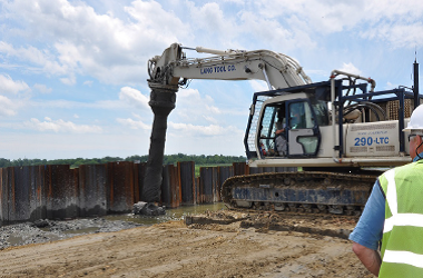 photo of Port Monmouth floodwall foundation preparation