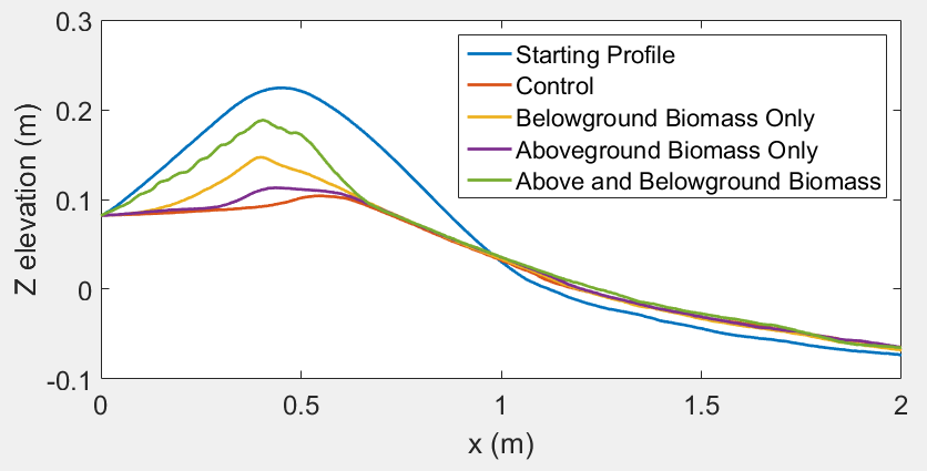 Figure of starting and final dune profile