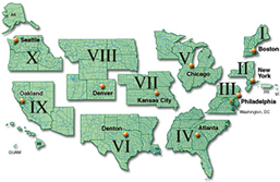 Map of FEMA Regions