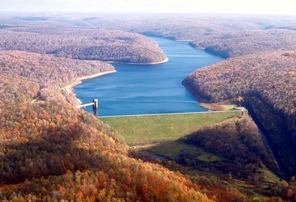 Image of downstream face of dam