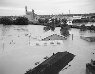 Flooded buildings in Virginia