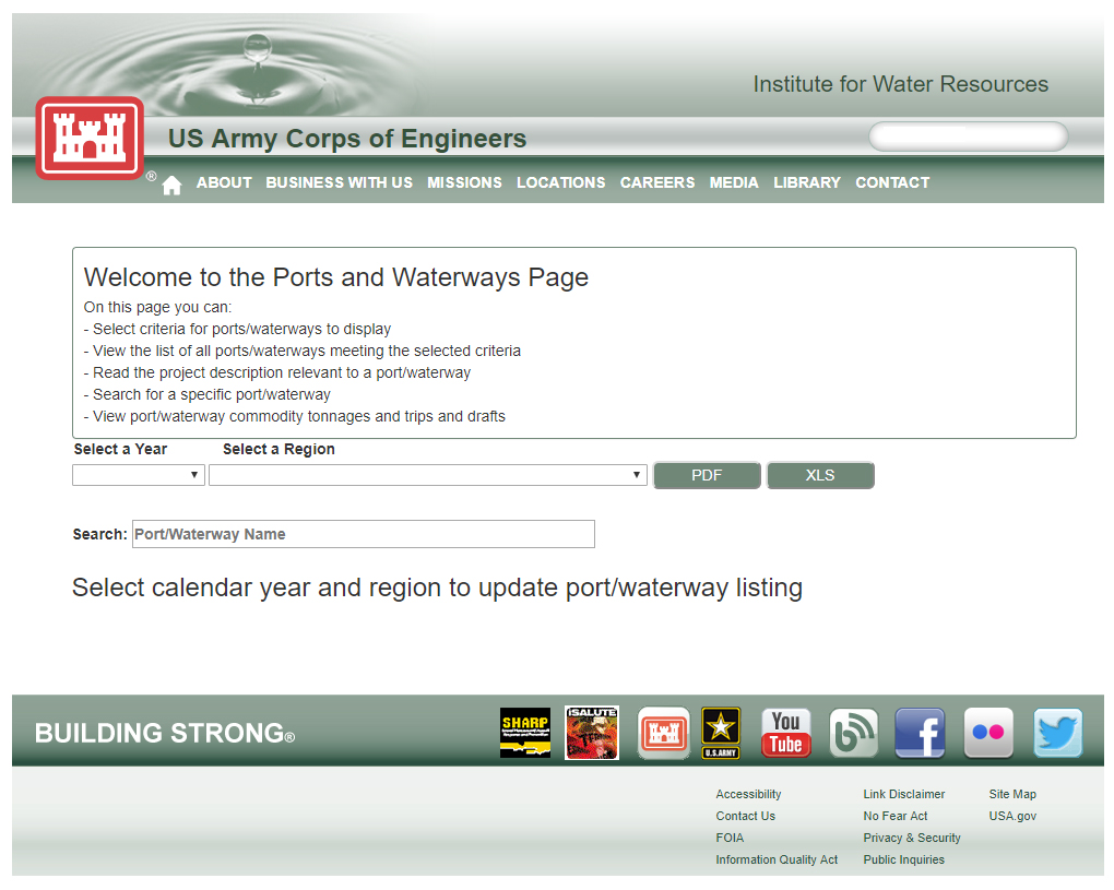 Ports and Waterways Web Tool 