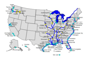 Ports and States Map