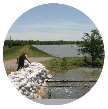 photograph of a flood barricade